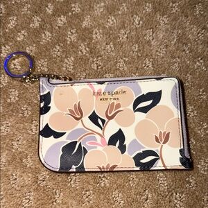 Kate Spade Cameron Breezy Floral medium L Zip card holder with Keychain